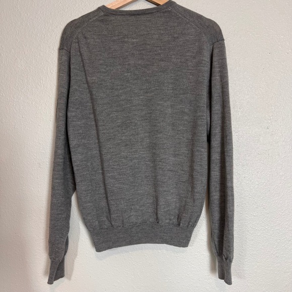 UNIQLO Pure New Wool V Neck Sweater Grey Long Sleeve Size M - Picture 4 of 7
